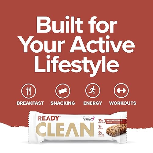 Miniatura 8 de Ready CLEAN Bar, 0.51 onzas de proteína, 0.27 onzas de fibra, 0.25 onzas de granos integrales, sin OMG, mantequilla de maní de chocolate, 1.83