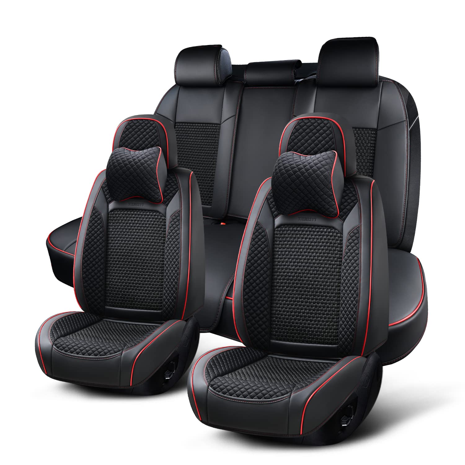 TIEHESYT Front and Back Seat Covers Pcs, Waterproof Leather Car Seat  Covers, Auto Seat Protectors Full Set for Full Year Driving, Fit for Most 