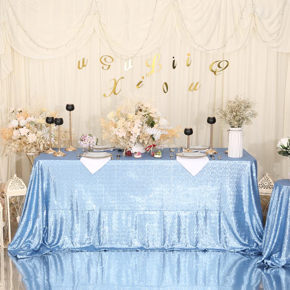 Eternal Beauty Baby Blue Sequin Tablecloths Rectangle 127 X 203 Cm For Wedding Halloween Chrismas Party Banquet Year’s Day