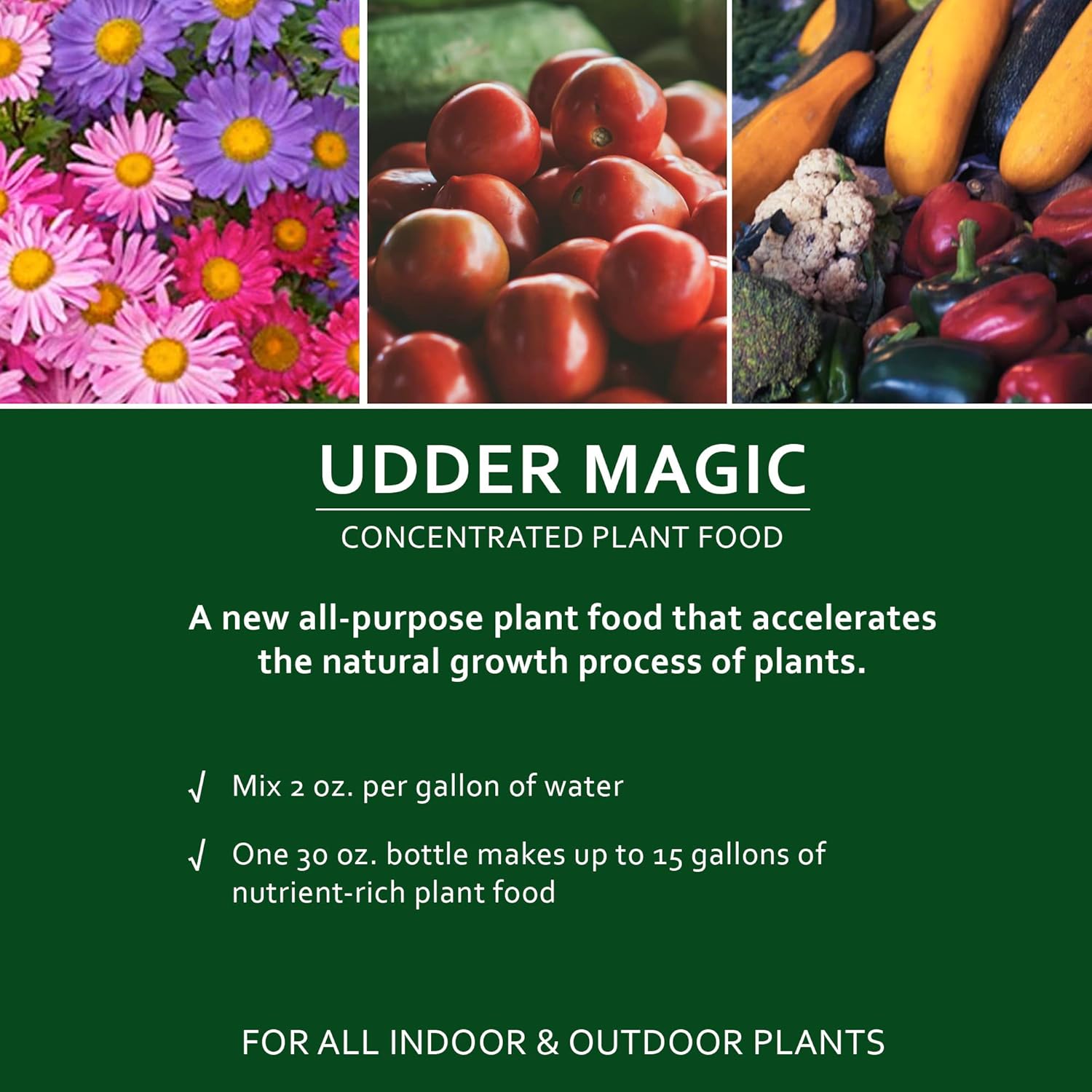 Earth Science Udder Magic Concentrated Plant Food for Indoor & Outdoor Plants— 30 oz—Nutrient Rich Fertilizer for Bigger Harvests & Blooms - Seed Starter for Vegetables, Flowers, Herbs, Succulents
