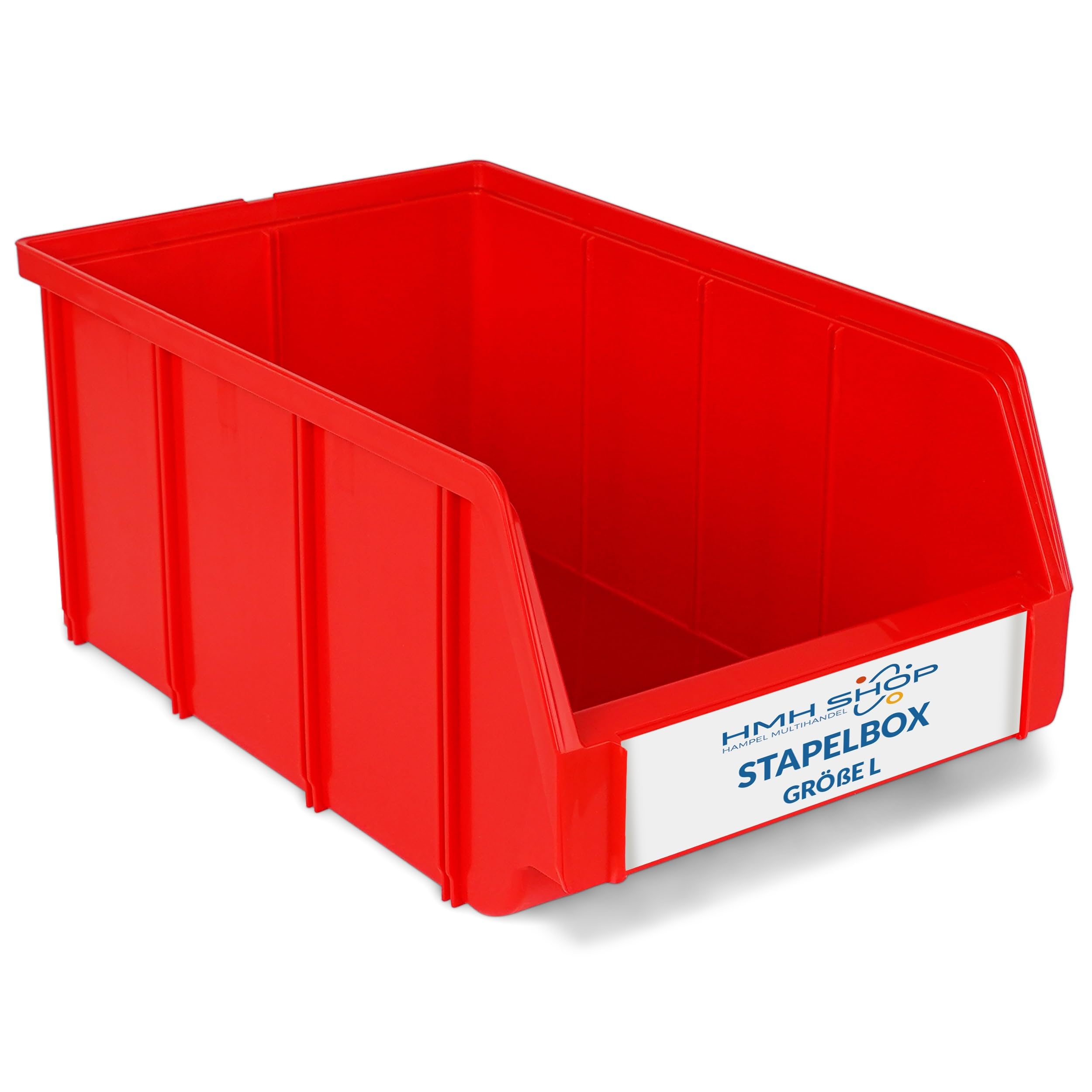 HMH 4x Stapelboxen Größe L Werkstatt Garage Keller Sichtlagerboxen 335x209x152mm Lagerboxen ROT Sichtlagerkästen Kleinteile Aufbewahrung
