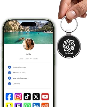 Metal NFC Keychain - Digital Business Card - Smart NFC & QR Code Contactless Sharing Tool for Social Media, Contact Info, Website & Portfolio - Compatible with iOS & Android - Black