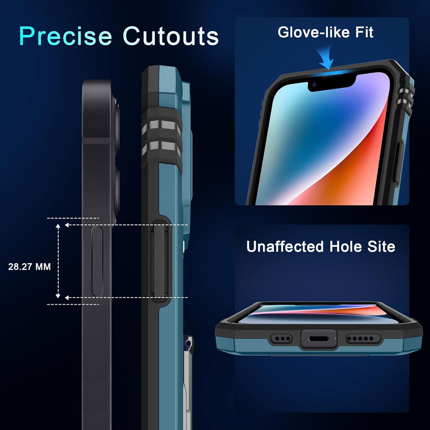 DEERLAMN Case for iPhone 14 Plus with Slide Camera Cover+Screen Protector(1 Pack), Rotated Ring Kickstand Military Grade Shockproof Protective Cover 6.7 Inch-Light Blue - Image 7