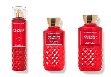 Bath and Body Works - Strawberry Pound Cake - Daily Trio – Fall 2020 - Shower Gel, Fragrance Mist & Body Lotion