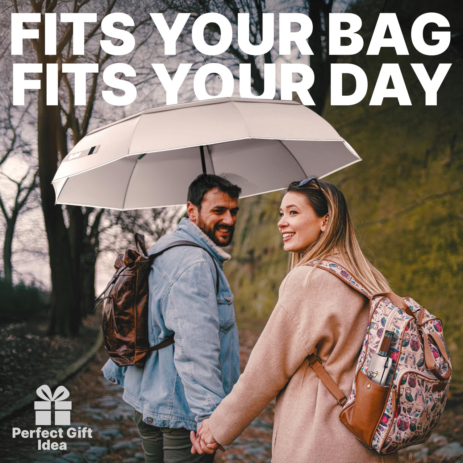 Royal Walk Windproof Folding Travel Umbrella Compact and Strong Luxurious Real Wood Handle Automatic Open Close Vented Double Canopy for Men and Women - Image 8