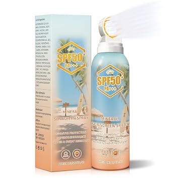Sunscreen Spray SPF 50 Mineral Face Body Moisturizing Sunscreen Water Resistant for Boat Sport, Broad Spectrum UVA/UVB Protection 6.76oz/200ml