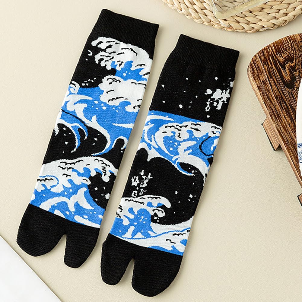 Women's 3-Pair Flip-Flop Socks, Tabi Split Toe Socks 2-Toe Socks