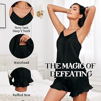 Pigiama Donna Estivo In Raso - Set Due Pezzi Corto, Senza Maniche, Comodo E Sexy - Foto 8