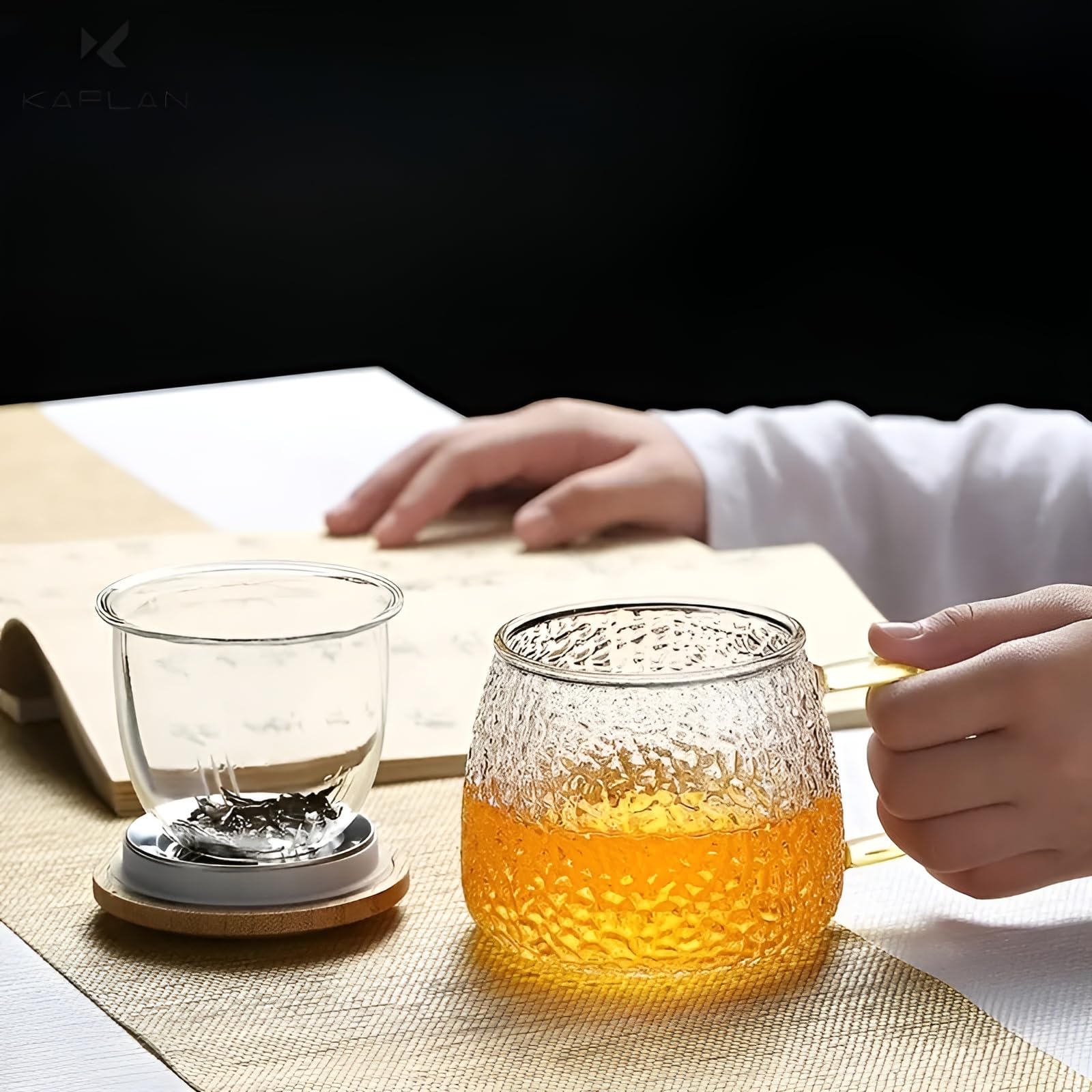 JIGSHTIAL Borosilicate Set of 2 Glass Cup Coffee Tea Mug with Golden Handle | Mug for Coffee,Tea,Milk,Green Tea,Herbal Tea,Lemon Tea for Home 410 ML 3