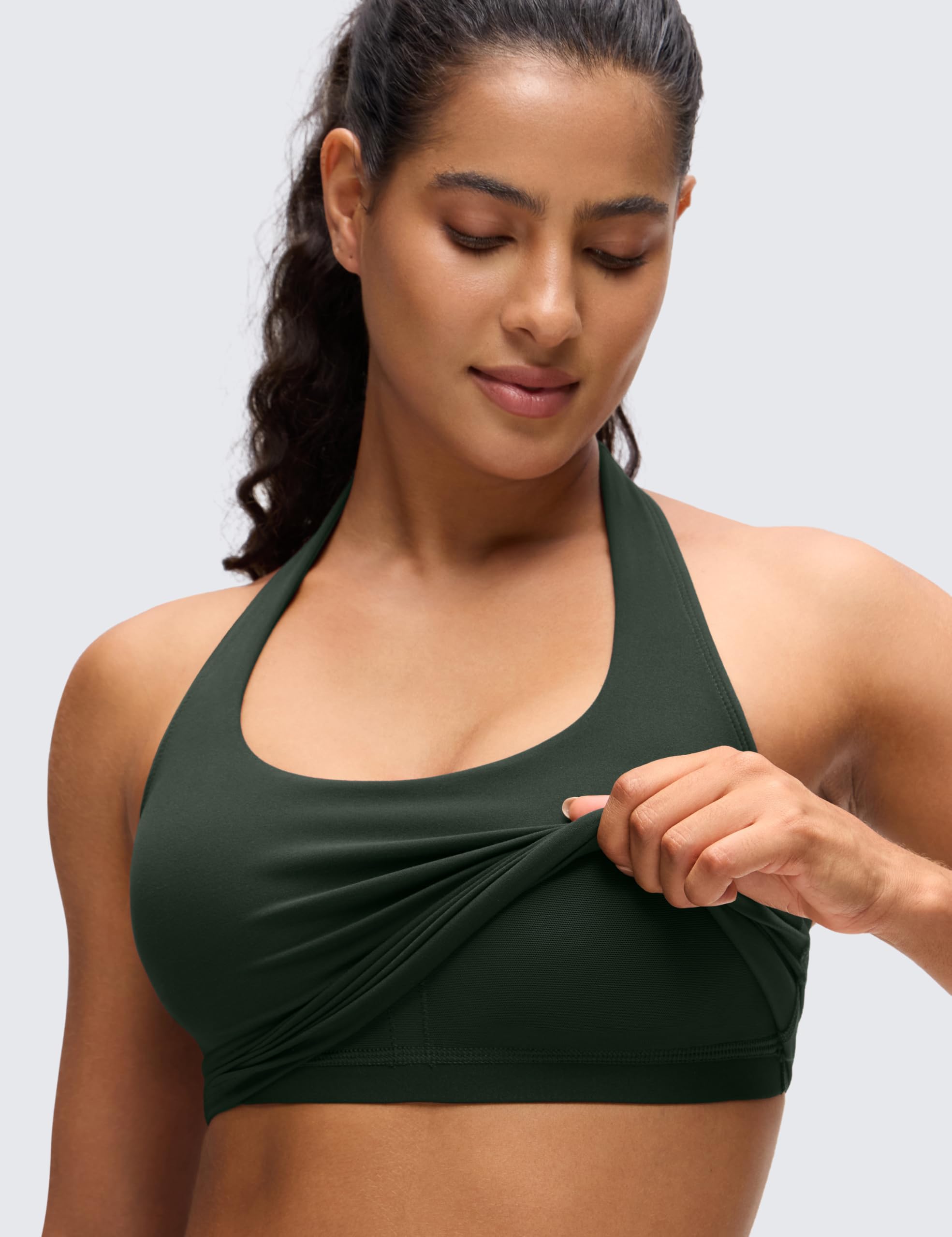 CRZ YOGA Biustonosz sportowy Butterluxe Halter Longline dla kobiet – usztywniany top do ćwiczeń i jogi z wbudowanymi wkładkami