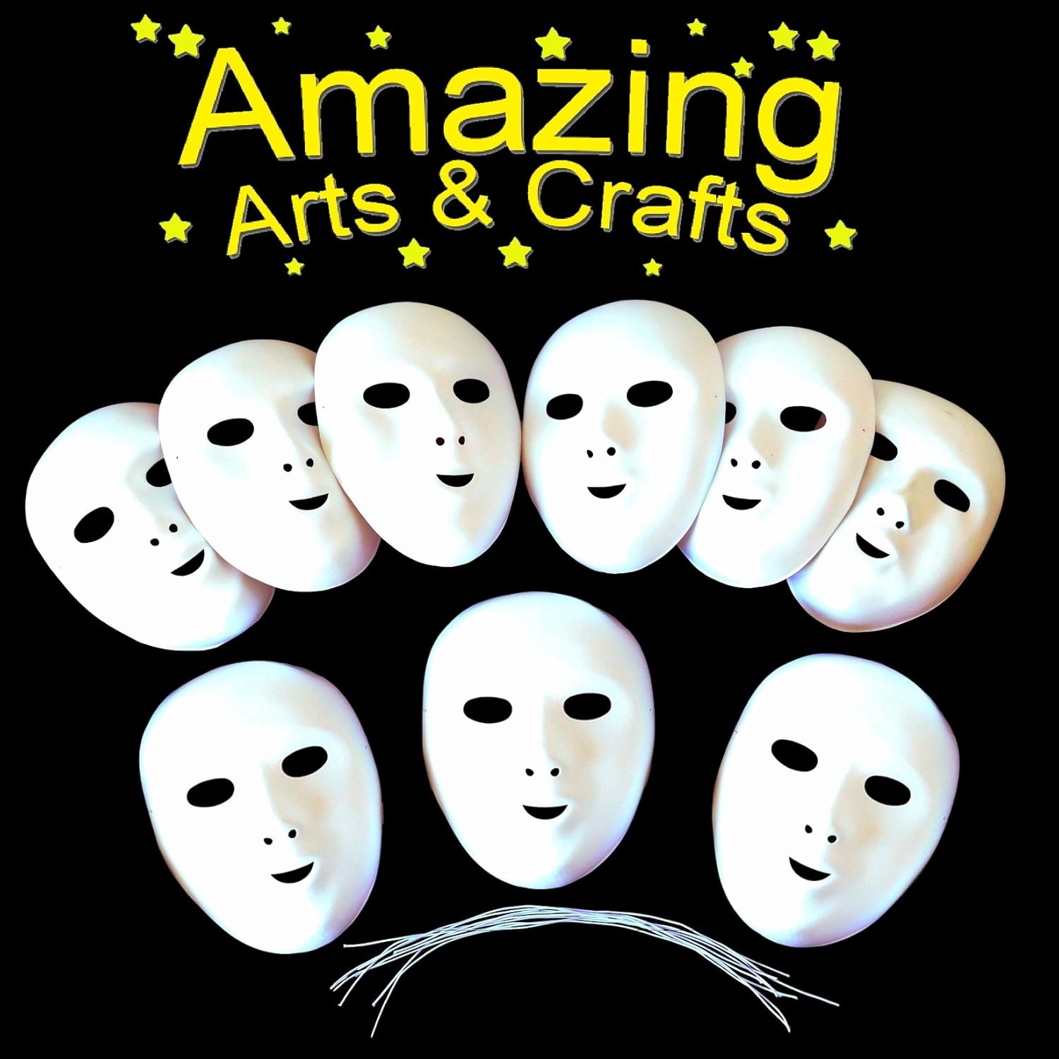 Masks Flock Finish Fancy Dress Face Masks to Paint or Decorate Pack of