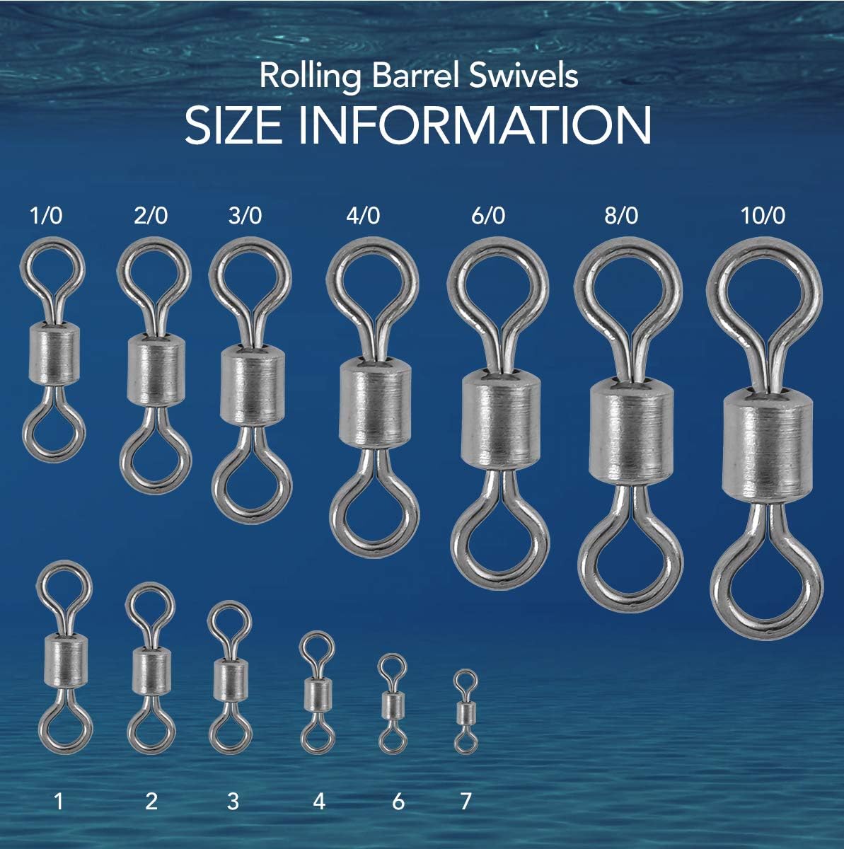 Rolling Barrel Swivels (Size 10/0 (1050lb) 25 Pack)