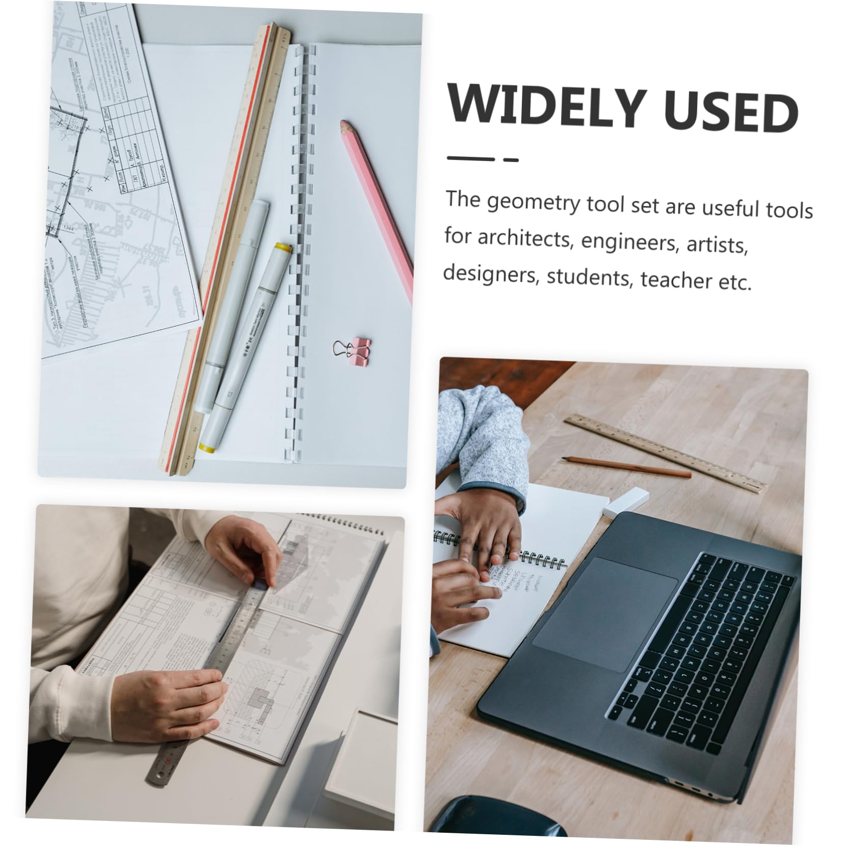 Operitacx Juego De Reglas Metálicas 4 Piezas Juego De Papelería Para Estudiantes Placa Triangular Transportador Portátil Para Oficina y Escuela