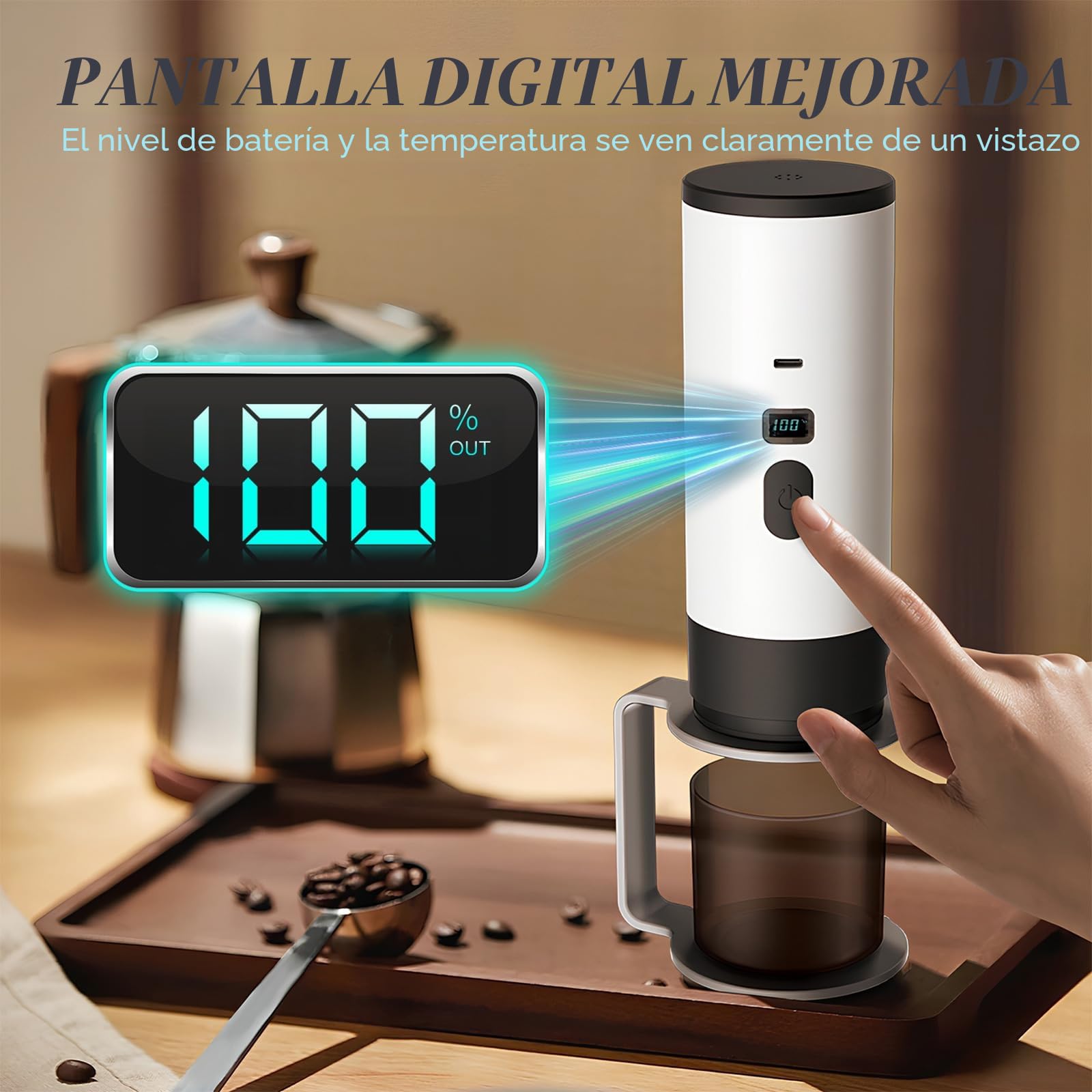 3 En 1 Cafetera Portátil de Café 15 Bares - Cafetera de Espresso de 72W con Cápsulas/Máquina de Espresso Eléctrica USB con Calentamiento Rápido | Depósito de Agua de 90ml | Para Viaje/Oficina