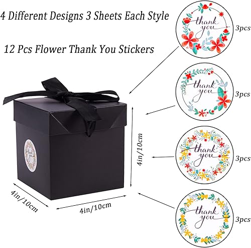 Miniatura 2 de Elephant-package Paquete de 12 cajas de regalo pequeñas con tapas, cajas de regalo negras con cinta para cumpleaños, embalaje de regalo, recuerdo de