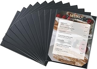 AMGSH 12 Pack 1 View 8.5" x 11" Menu Holder Menu Covers | Black Leather Menu Sleeves Book Style for Restaurant Coffee Bars Wine List Fit for Letter Size 8.5" x 11" Certificate Holer Diploma Holder