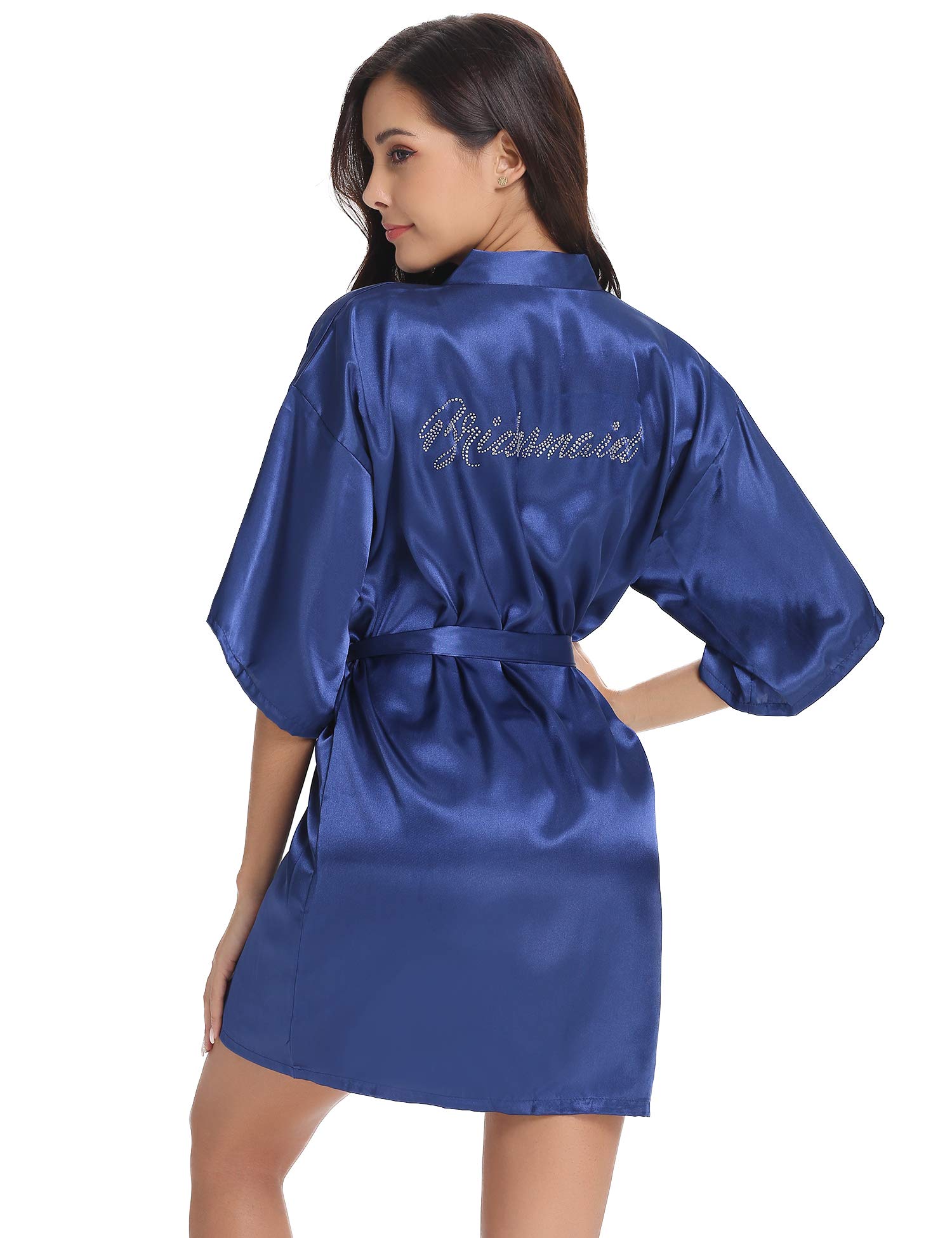 Vlazom Bride Robes Satin Dressing Gown B-champagne for Bridesmaid, L(UK 14-16 ) — view 20