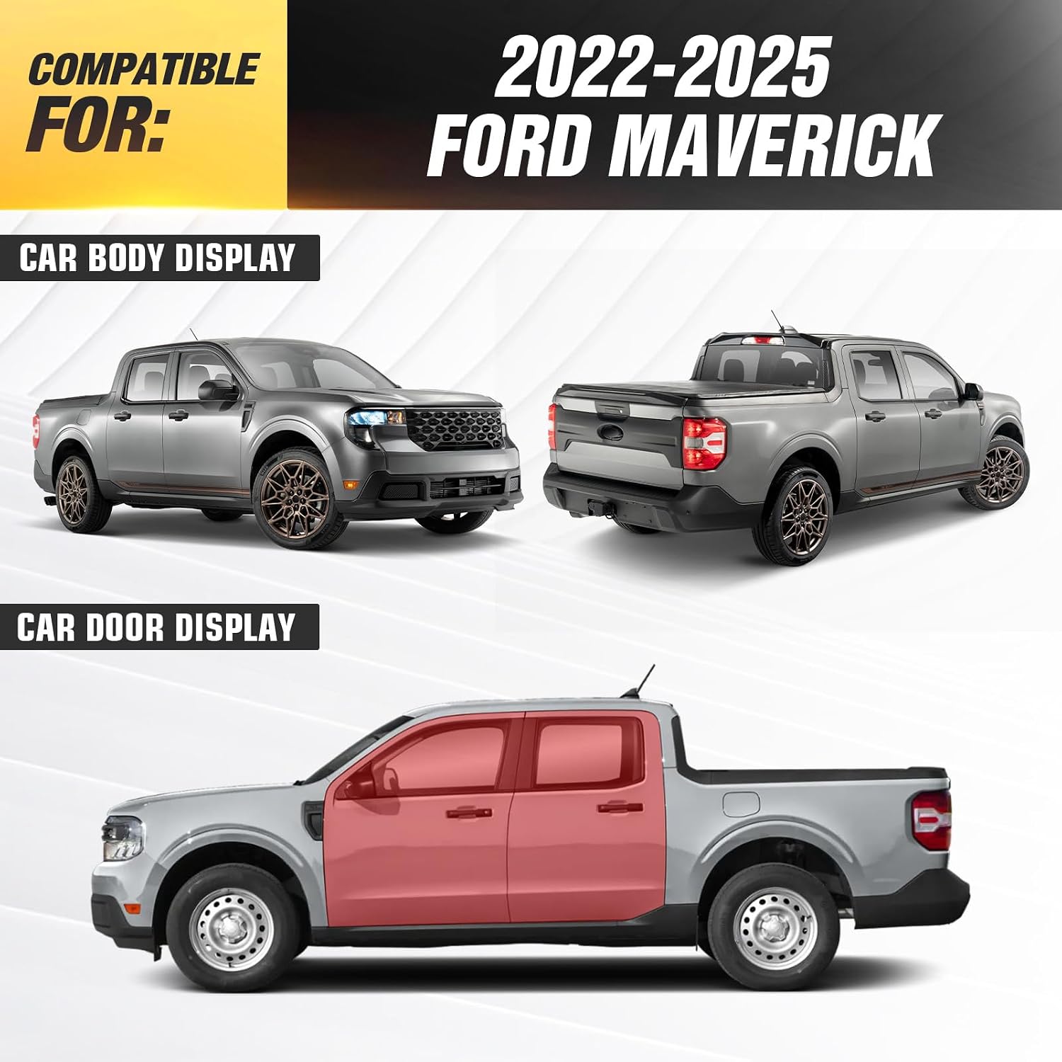 YZONA Running Boards Side Steps Compatible with 2022 2023 2024 2025 Ford Maverick Crew Cab, Bolt-on Nerf Bar Step Bars, Heavy-Duty Steel Two Stairs Design