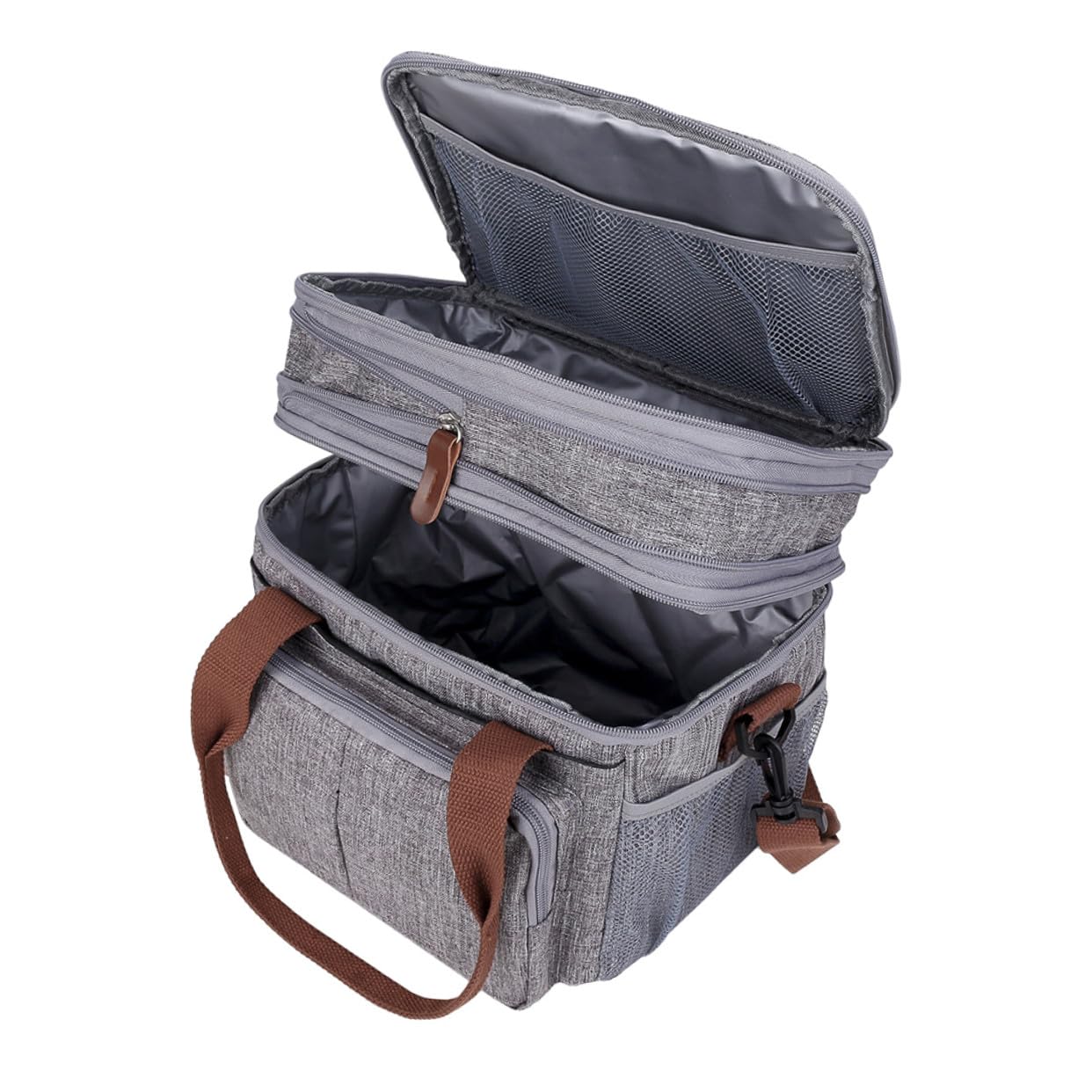Artibetter Wasserdichte Lunchtasche aus Tragbar und Leicht mit Netztaschen an Beiden Seiten für Servietten oder Kleinigkeiten Große Isolierte Brotdose für Snacks Obst und Utensilien
