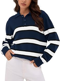 ZAFUL Women's Casual Striped Sweater 2025 Fall Outfits Trendy Color Block Pullover Winter Polo Sweaters