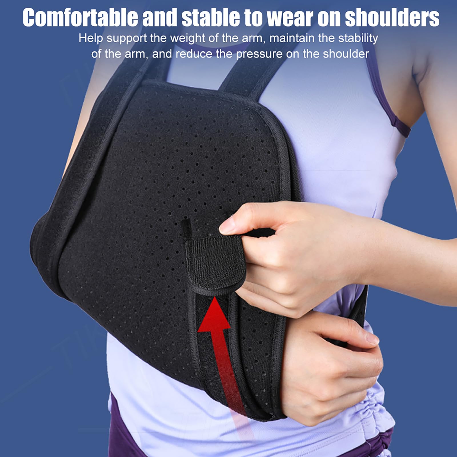Inmovilizador de Hombro con Cabestrillo de Brazo, inmovilizador de Correa de Hombro Transpirable Ajustable, Tejido Compuesto Transpirable Perforado, tamaño Ajustable, para Soporte de muñeca,