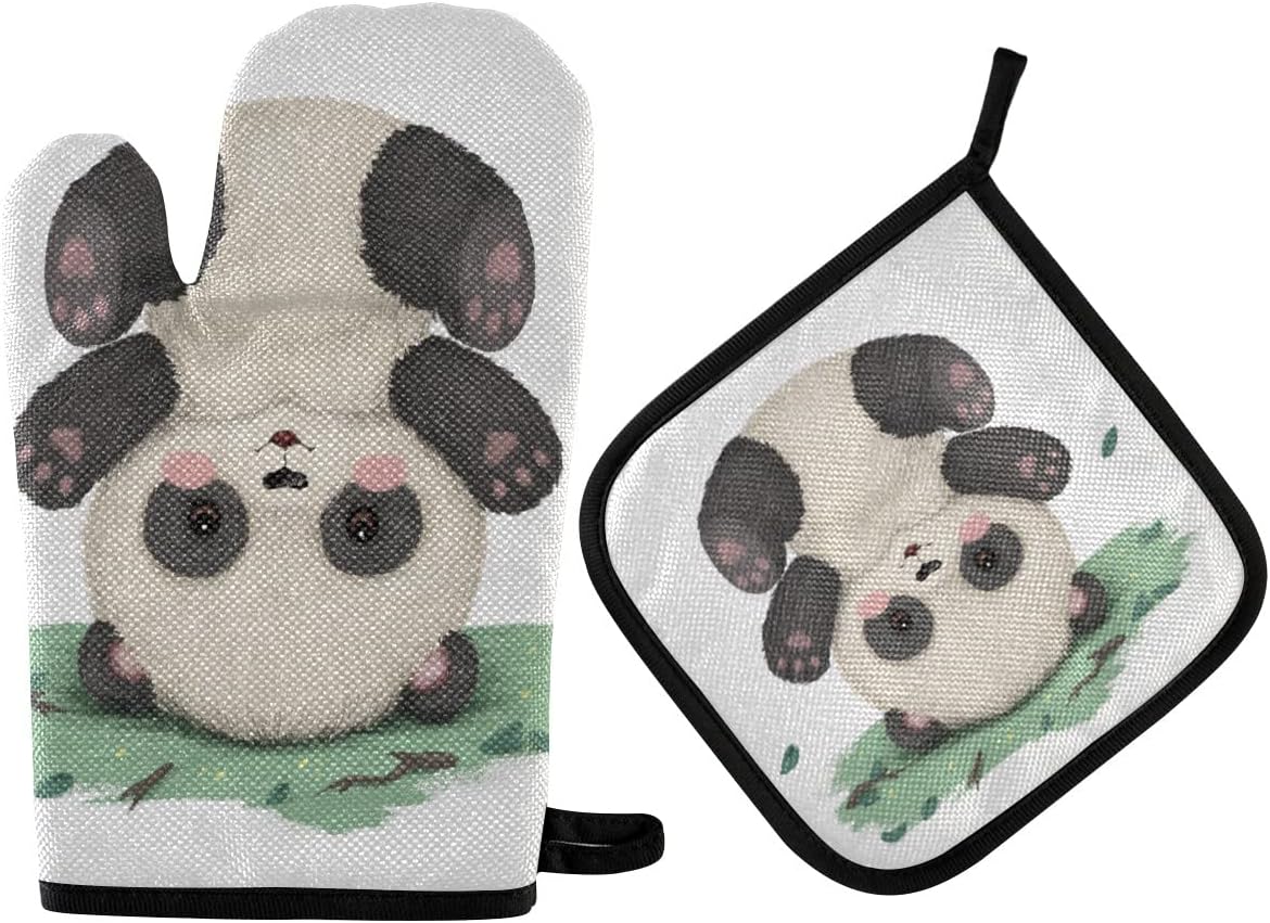 憧れの Akiraki 鍋つかみ オーブンミトン パンダ 可愛い かわいい ホワイト 白 耐熱 オーブングローブ 北欧 鍋敷き クッキング 厚手 バーベキュー q 耐熱ミトン 断熱 キッチン用品