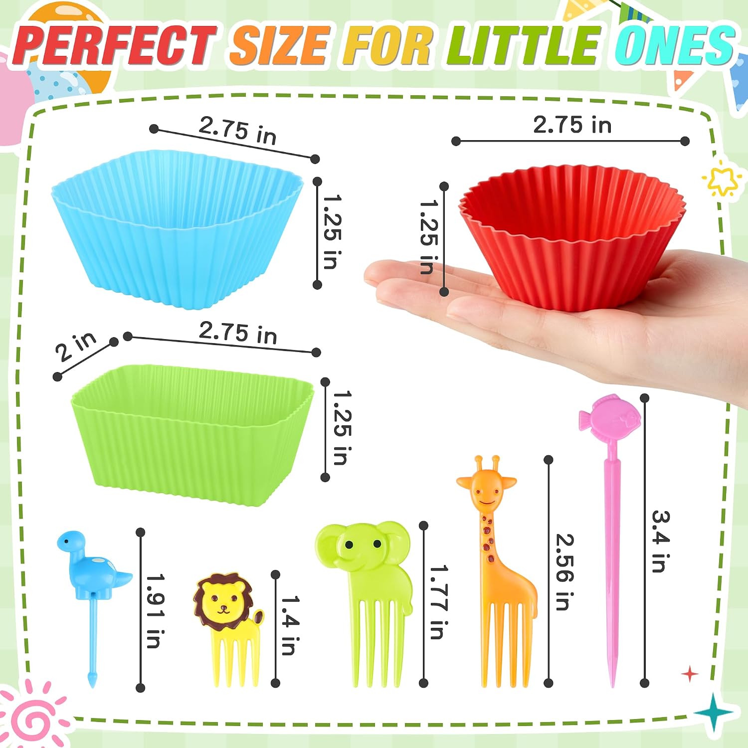 80PCS Silicone Lunch Box Dividers Kit, Cute Lunchbox Bento Box Accessories