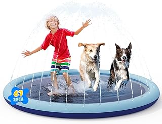 COMMOUDS Splash Pad for Kids and Dogs, Non-Slip Sprinkler Pad Thicken Po...