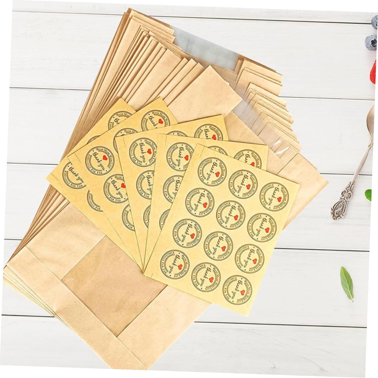 1 Set Paper Bread Bags Window Kraft Paper Baking Wrapping Pouches Safe Odorless