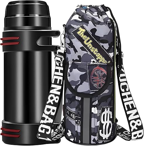 YuShiYan Botella de agua deportiva, botella de agua grande, botella de agua grande aislada de acero inoxidable para gimnasio, béisbol, campamento,