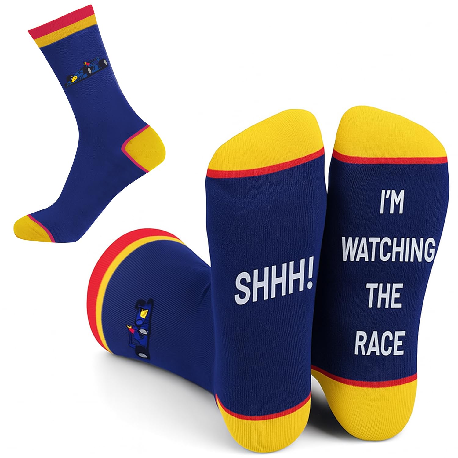 SC Products F1 Socks for Car Lovers | Size 6-12 Cotton Novelty Socks for Men Formula 1 Gifts | Grand Prix F1 Gifts for Men Christmas Presents | Formula 1 Merchandise for Racing Fans