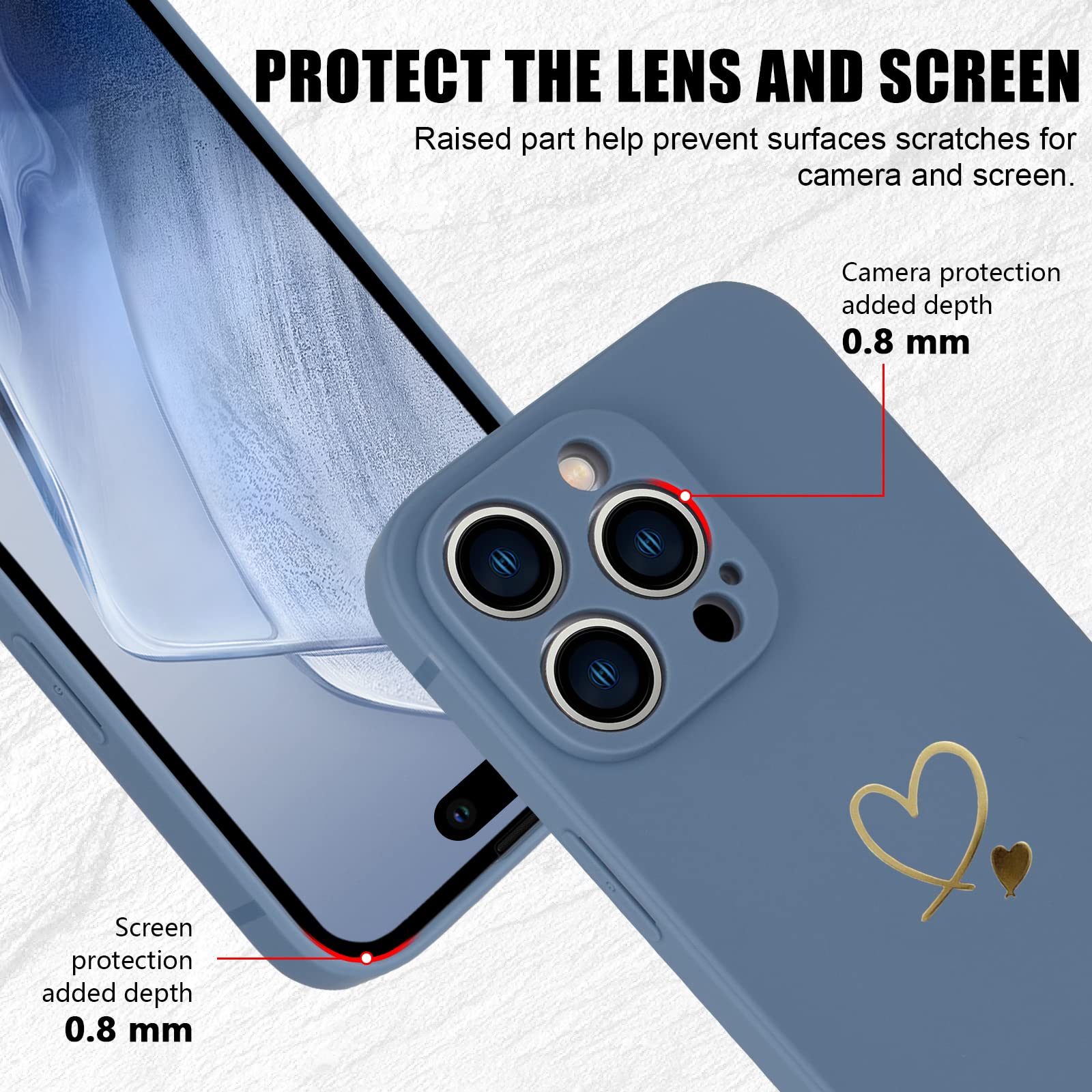 Newseego IPhone 14 Hülle - Weiches Silikon Mit Goldenen Herzen, Stoßfest, Unterstützt Wireless Charging