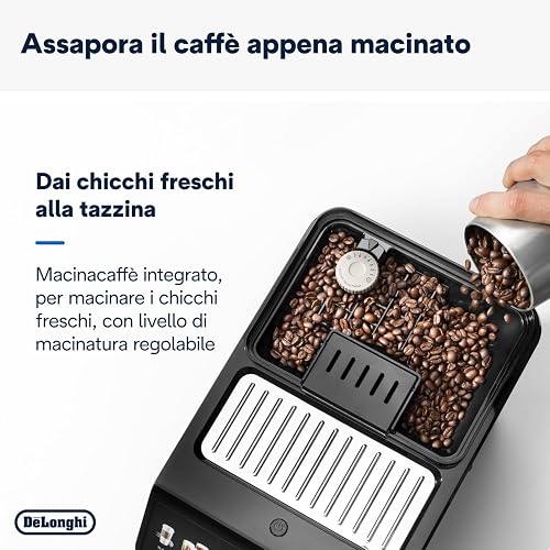 De’Longhi Eletta Explore - Perfetto Machine à Café Automatique avec LatteCrema Mousseur à Lait Automatique, 50 Boissons en une Seule Touche, Écran Tactile Couleurs, Gris Foncé (ECAM452.57.G) - 3