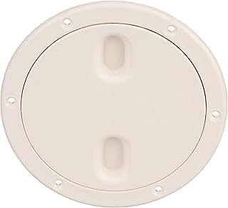 Seachoice Twist 'N' Lock Marine Boat Deck Plate, White Finish, Up to 6-1/2 in.