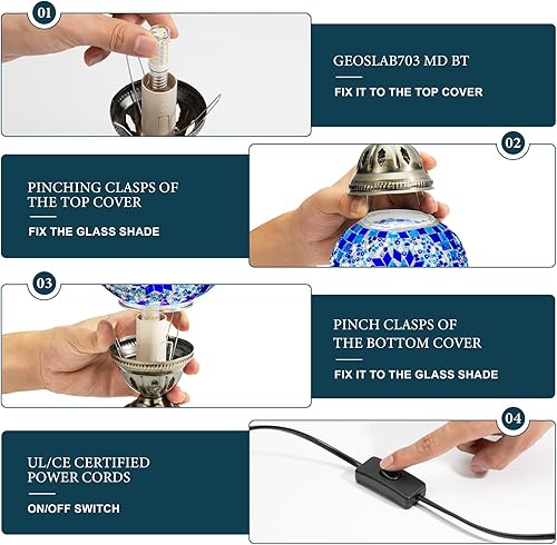 Miniatura 5 de Marrakech Lámpara de mesa turca con base de bronce, hecha a mano, colorido, marroquí, estilo Tiffany, mosaico de cristal, lámpara de mesita de