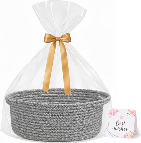 Gift Basket Empty, Small Baby Shower Basket for Gifts, Gray
