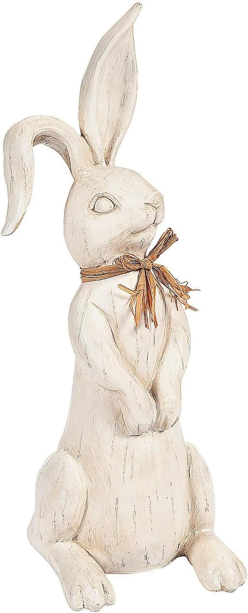 Fun Express 15.5 Inch Tall Rustic Easter Rabbit Figurine - Premium Farmhouse Easter Decorations for Home | White Bunny Statue for Spring Decor, Table Centerpiece & Mantel Display