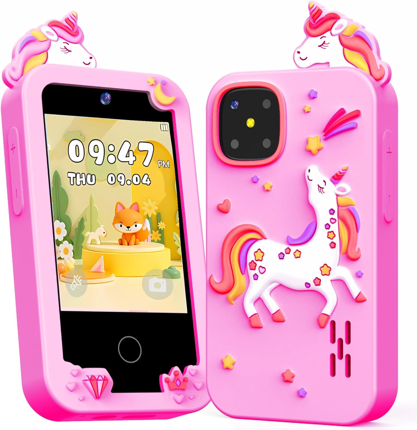Kids Smart Phone Girls Toy, Christmas Birthday Gifts for Girls Age 3-9, Touchscreen Toy Cell Phone withGames, MP3 Music Player , 8G Card