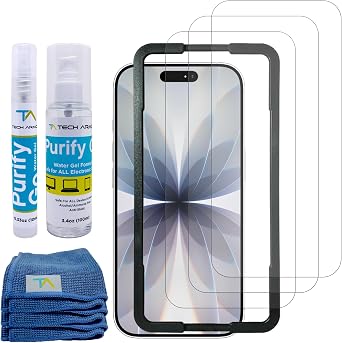 Tech Armor Complete Protection for Apple iPhone 17 6.3 Inch - Premium Ballistic Glass Screen Protector 3 Pack, Camera Lens Protector and Screen Cleaner Kit [3.4oz + 0.8oz] with Microfiber Cloths