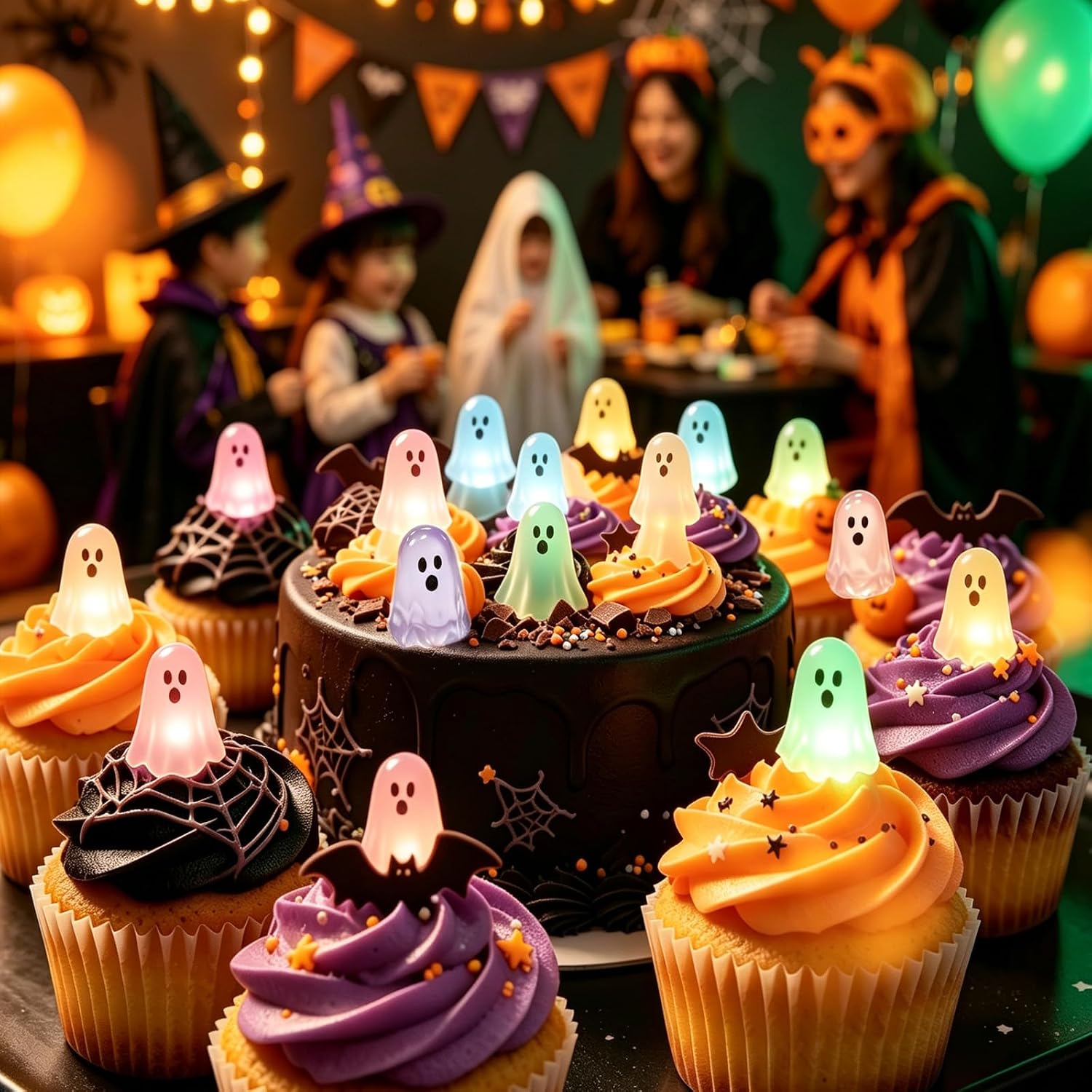 50pcs Halloween Luminous Mini Ghost Figure Glow in the Dark Ghost