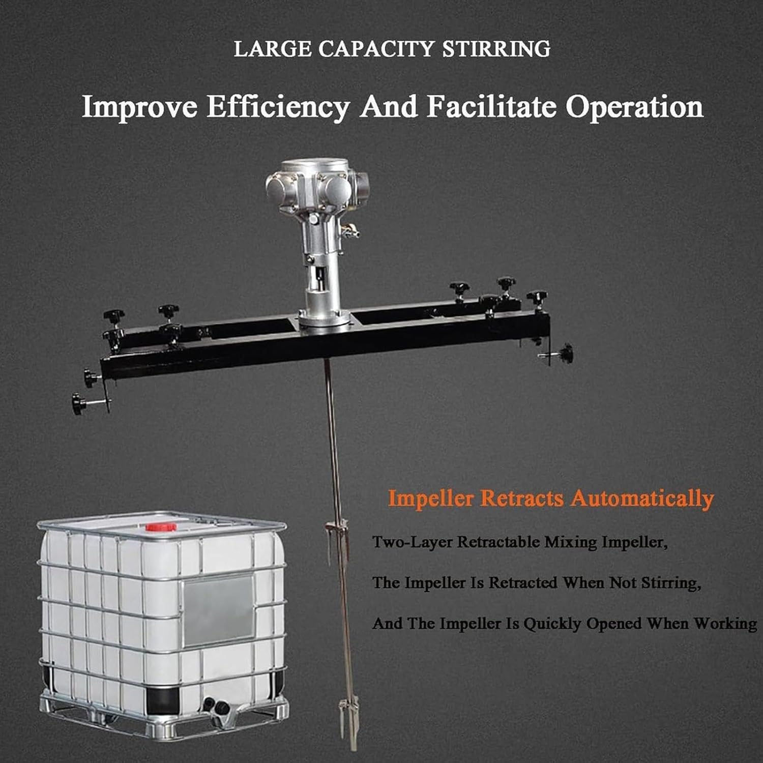 IBC Air Agitator Paint Mixer, 1000L Air Mixing Machine, 1/2 HP Liquid Paint Stirrer, Folding Propeller, 0-2500 RPM Adjustable Speed, Efficient Paint Mixing Tool