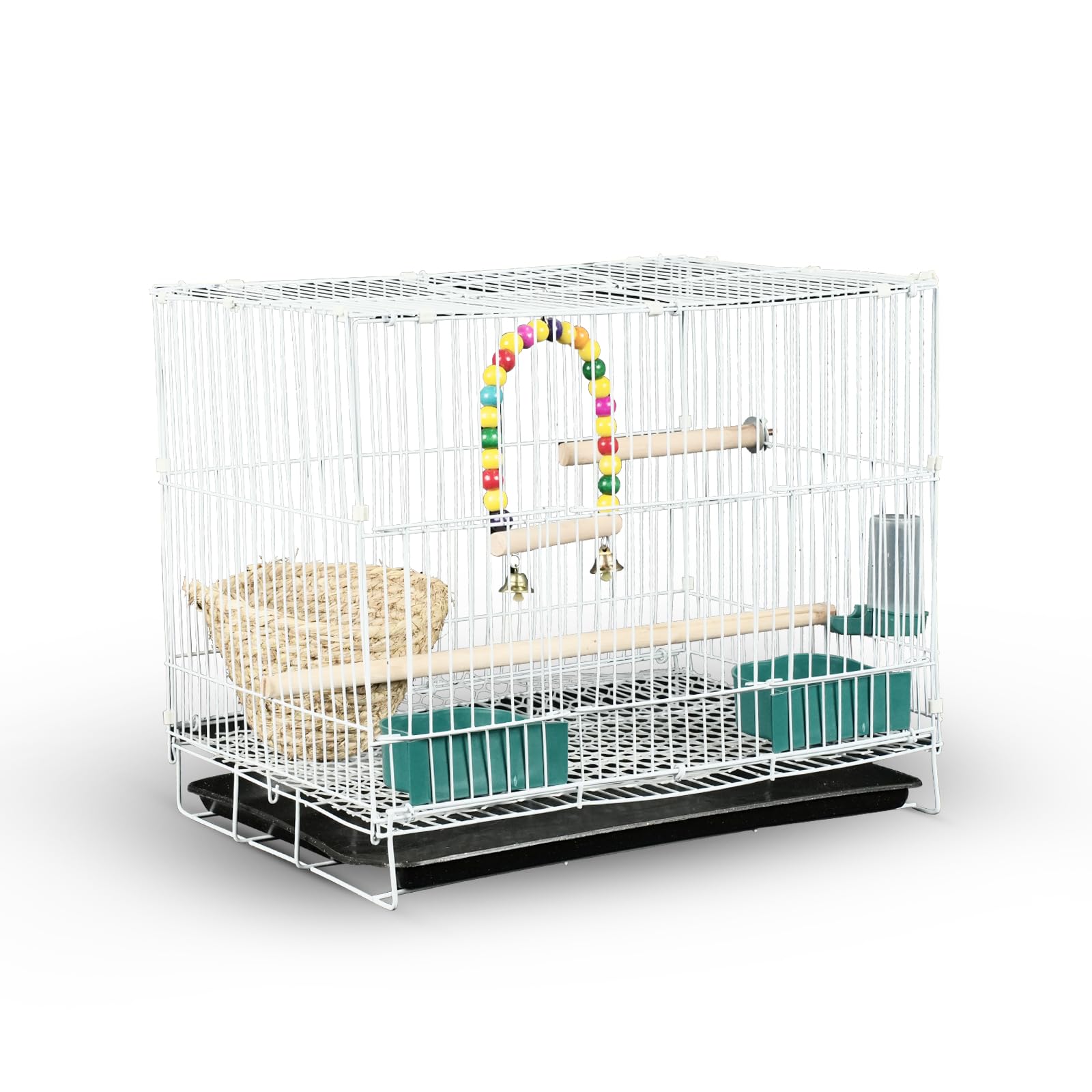 Lightweight bird cage set,with birdcage,bird toys,straw bird nest,and convenient cleaning tray,suitable for long tailed parrot love bird