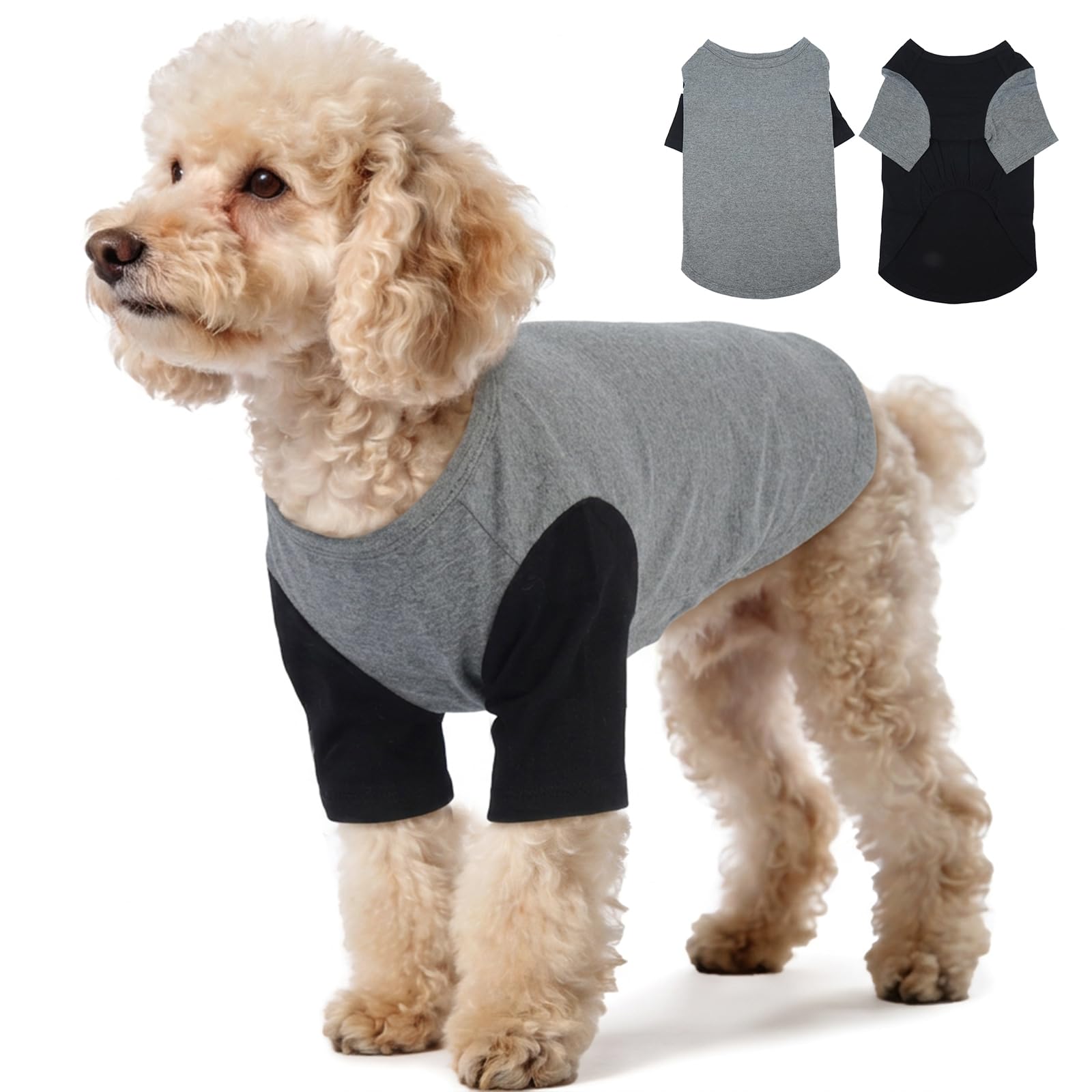 IKIPUKO 2 Pack X-Large Dog Shirts - Breathable Lightweight Basic Tees, Durable Moisture-Wicking Clothes for Sleep Hot Summer Day Outdoor Activities,