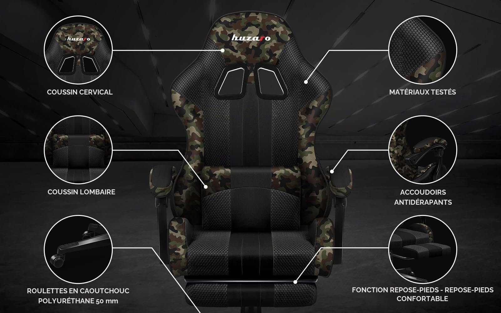 huzaro Force 4.7 Chaise Gamer Ergonomique, Charge maximale 140kg Accoudoirs
