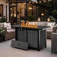 Vista 9 de Mesa para fogata de propano de 45 pulgadas, 50,000 BTU para exteriores para patio y patio trasero, mesa de comedor 2 en 1 con protector de viento
