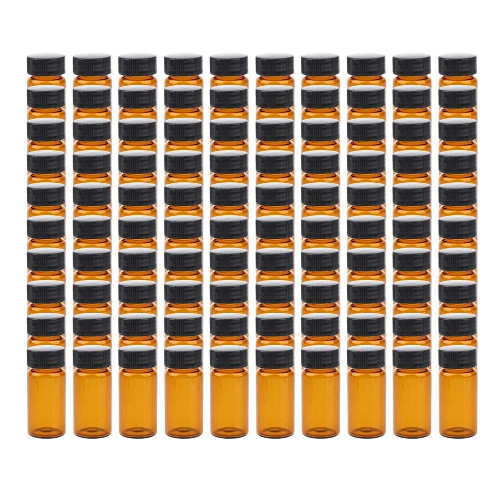 100 Stück 10ml/15ml/20ml Glas Probenflasche Organische Lösung Glasflaschen mit Schraubdeckel für Chemie Laborbedarf (Braun 20ml)