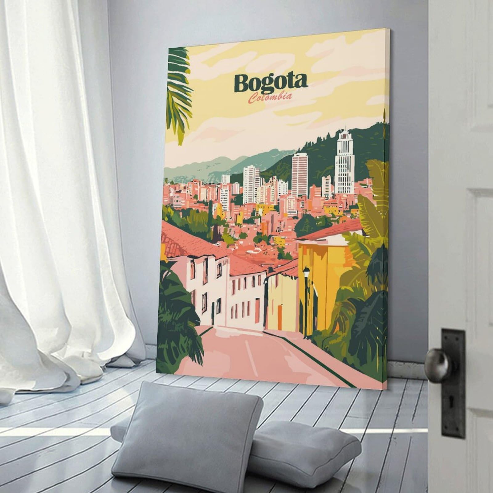 Junmoney Canvas Wall Decor Bogota Colombia Travel, 20x30inch(50x75cm), for Gallery Wall Decor And Room Displays, An Easy Match for Collected Prints