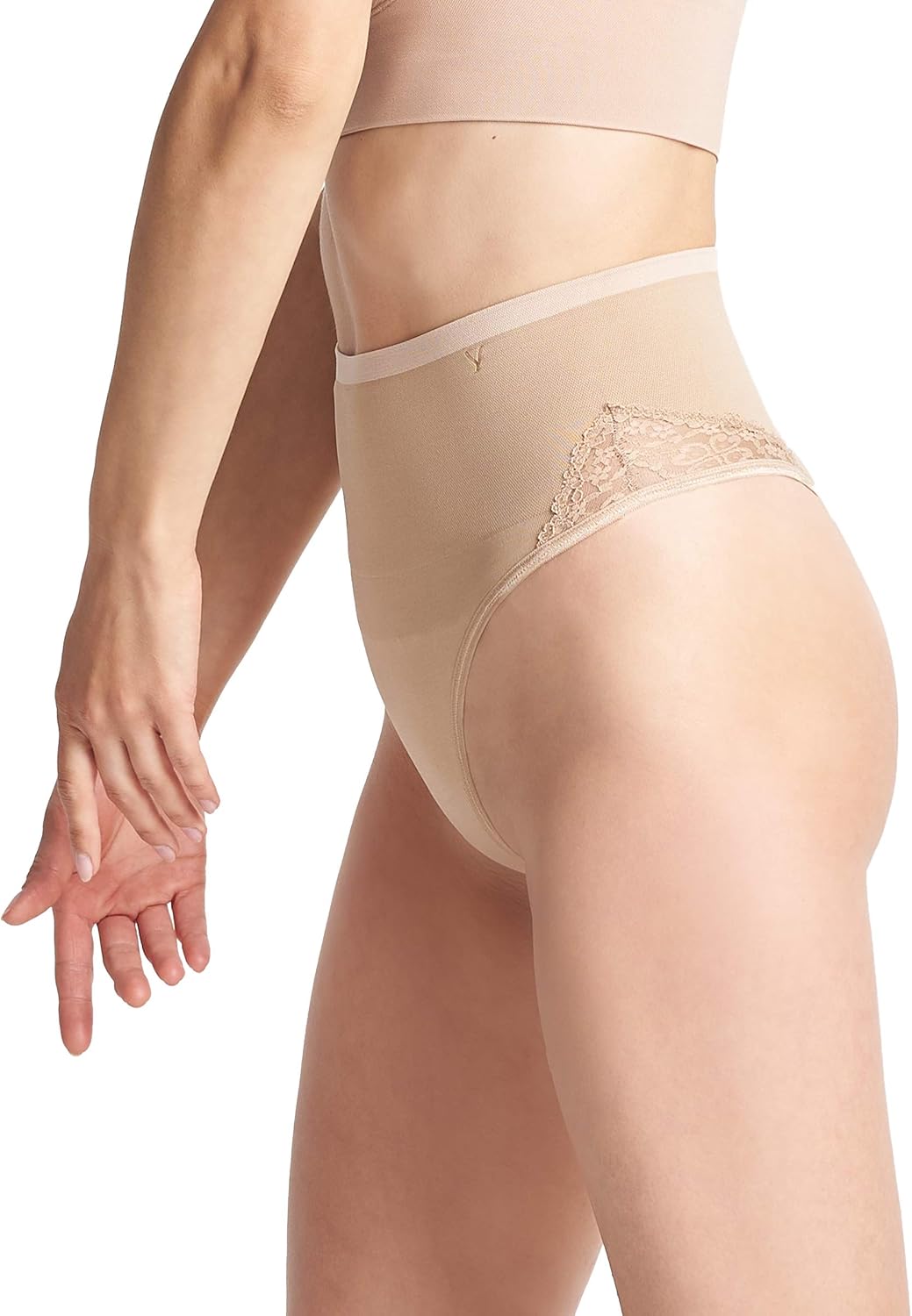 Yummie womens Ultralight Seamless Lace Insert Shapewear ThongThong Panties - Image 2