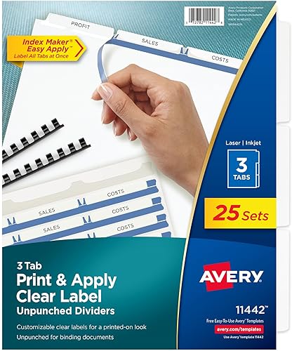 Etiquetas separadoras para índices de 85 x 11 pulgadas por Avery Blanco