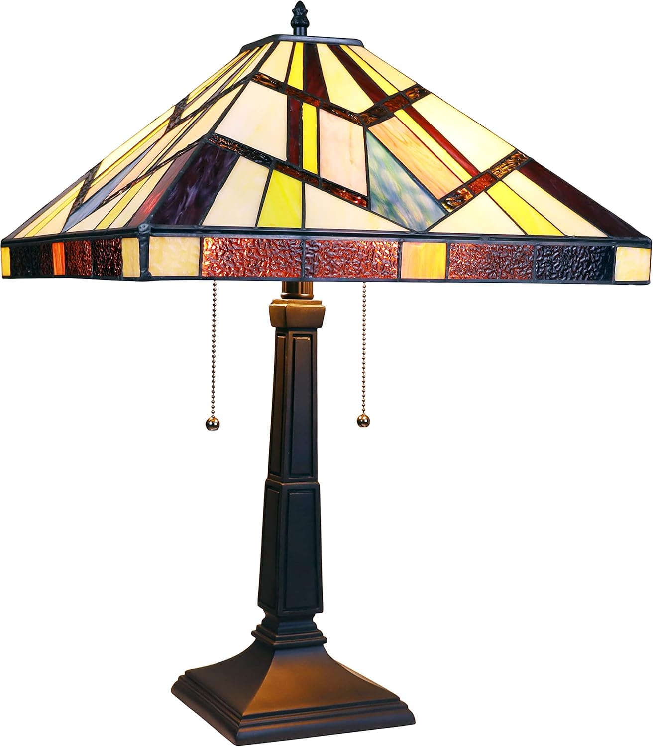Chloe Lighting Vincent Tiffany-Style Blackish Bronze 2-Light Mission Table Lamp 16" Shade